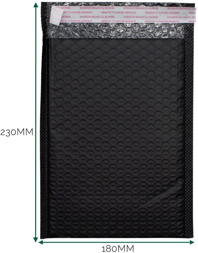 Black Poly Bubble Envelope (180x230+40mm)