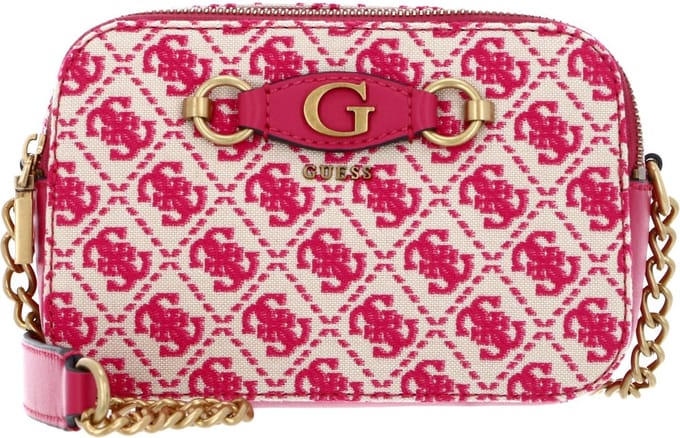 GUESS Schoudertas Izzy Camera Bag Magenta Logo Paars