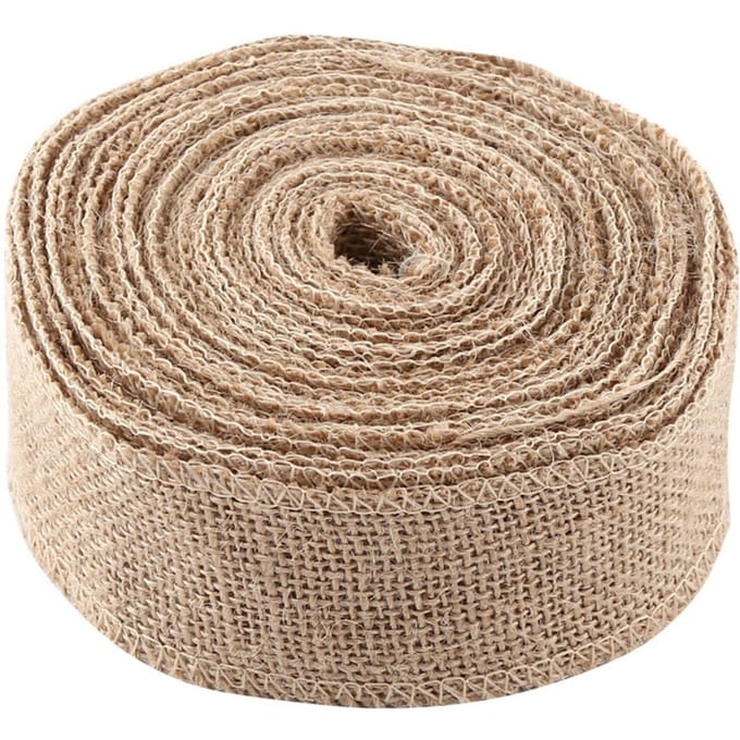 10M Geweven Rustieke Jute Stof Lint Tafelkleed Bruiloftsdecoratie 5CM beige