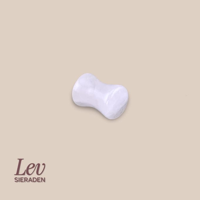 Lev Sieraden - 6.5mm plug piercing - Rozenkwarts - Zadelfit plug piercing - dubble flare