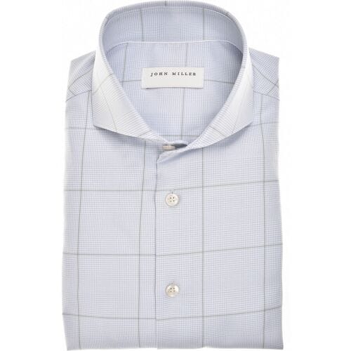 John Miller Overhemd Check Pattern Cotton Non-Iron Licht Blauw / male