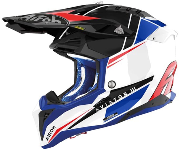 Airoh Aviator 3 Push Blue Red Offroad Helm - Helm
