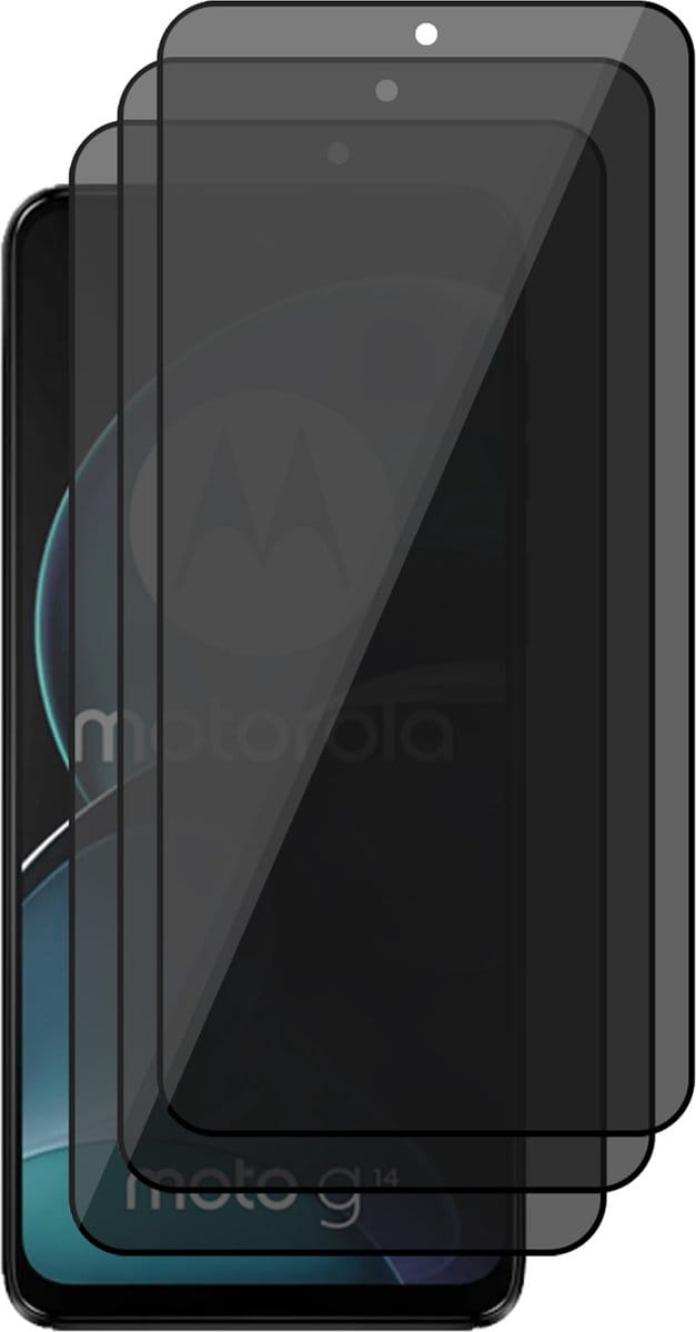 Privacy Screenprotector geschikt voor Motorola Moto G14 - 3x Volledig Dekkend Glas Screen Protector