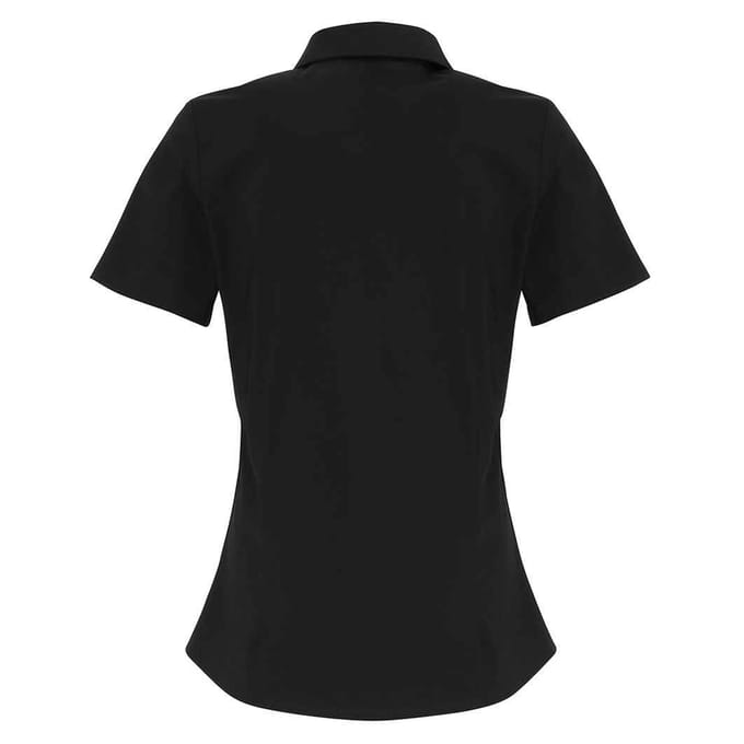Premier Dames/Dames Katoen Popeline Stretch Overhemd met Korte Mouwen (Zwart)