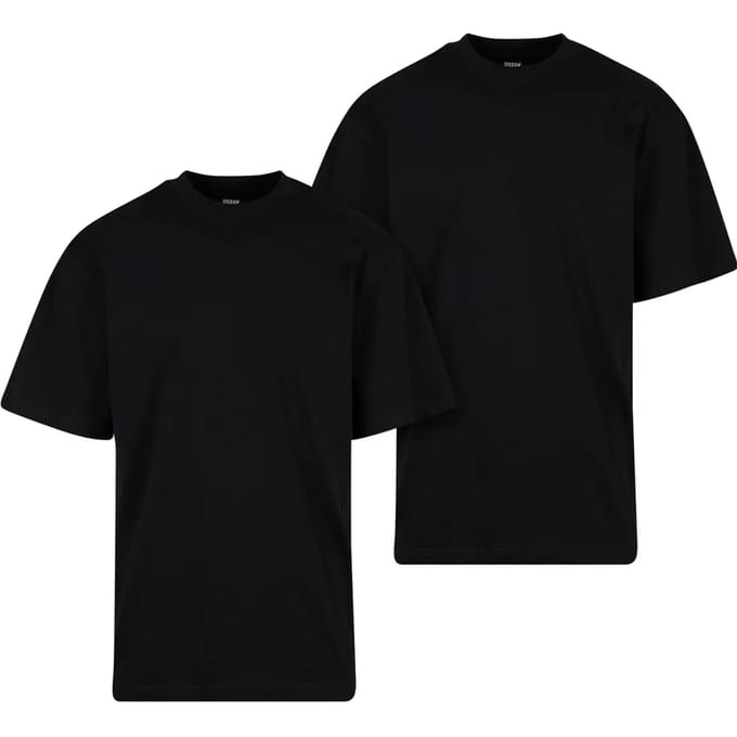 Urban Classics - Tall 2pack Heren Tshirt - 5XL - Zwart/Zwart
