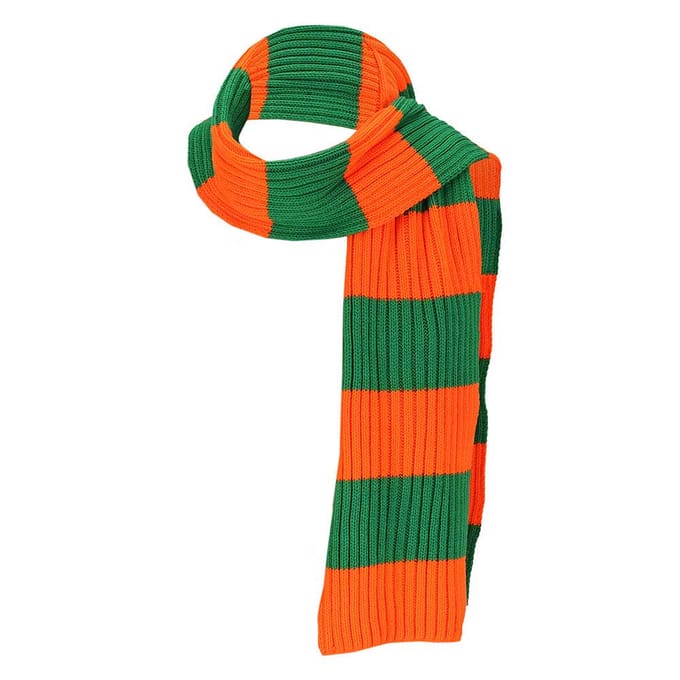 Kruikenstad sjaal 2 x 2 rib - One size / Oranje/groen