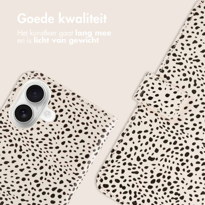 imoshion Hoesje - Geschikt voor Apple iPhone 16 - Design Bookcase smartphone - Desert Dots
