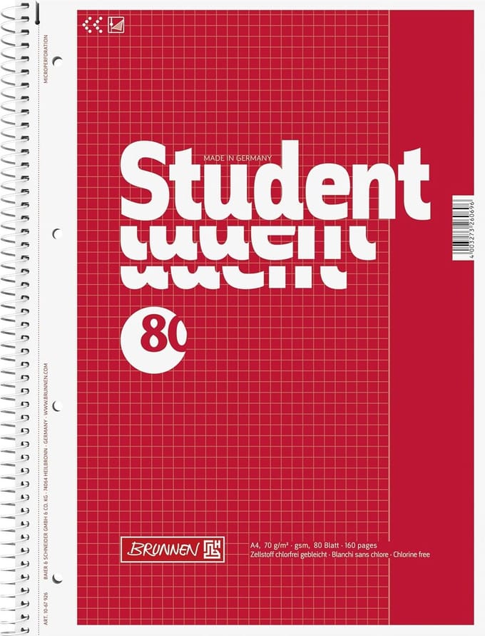Collegeblok A4 Geruit School- en Kantoorpapier Set van 5 Stuks