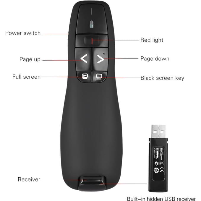 10st 2,4GHz draadloze PPT-presentator USB-afstandsbediening presentatiemuisaanwijzer gray