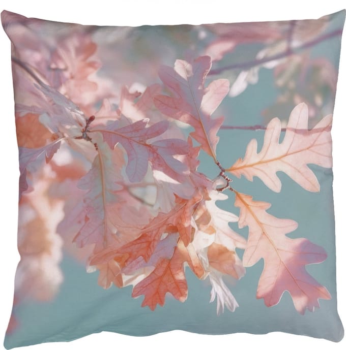 Sierkussens - Kussentjes Woonkamer - 60x60 cm - Eikenbladeren - Takken - Roze
