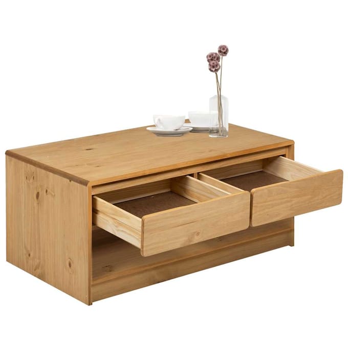 vidaXL - Salontafel - SAUDA - 99x55x45 - cm - massief - grenenhout - eikenkleurig
