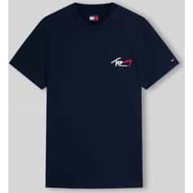 Tommy Jeans T-shirt Tjm Slim Sign Chest Ss Tee Ext Dm0dm22538 C1g Dark Night Navy Mannen Maat - S