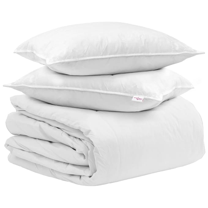 vidaXL - Deken - Set - met - kussen - 3 - st - Wit - Donsveer