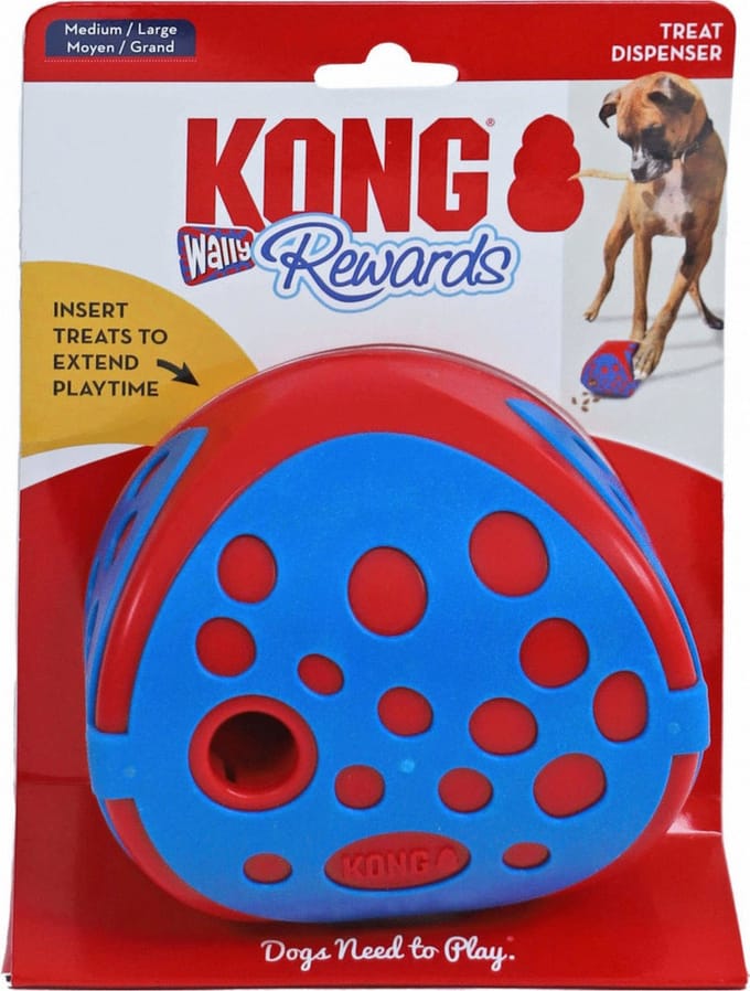 Kong Rewards Wally - Hondenspeelgoed - Ø12.5 cm Rood Blauw M/L