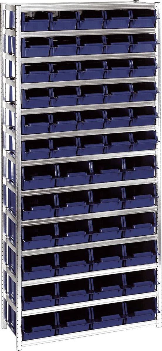 raaco 181150 Opslagrek (compleet) (B x H x D) 920 x 2000 x 340 mm Staal, polypropyleen Zilver, Blauw