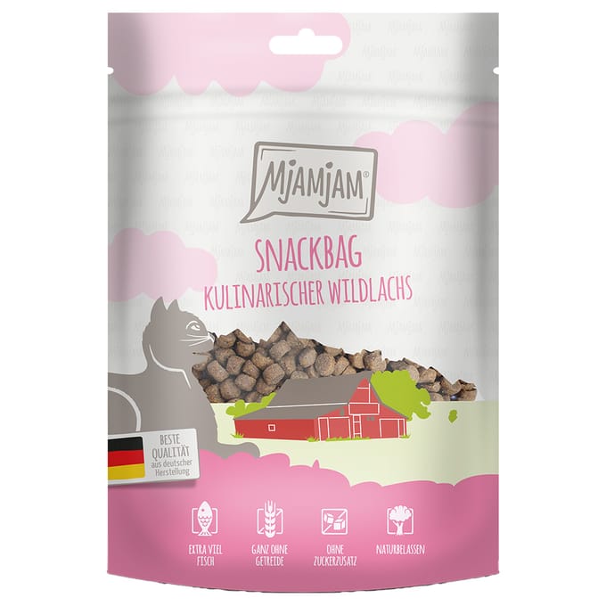 4x 125g MjAMjAM Snackbag Culinaire Wilde Zalm Kattensnacks