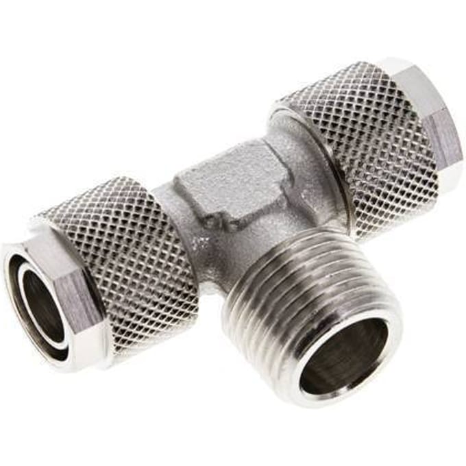 12x10 & R3/8'' Vernikkeld Messing T-Opsteekkoppeling Buitendraad