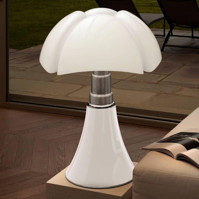 Martinelli Luce In hoogte verstelbare tafellamp PIPISTRELLO, wit