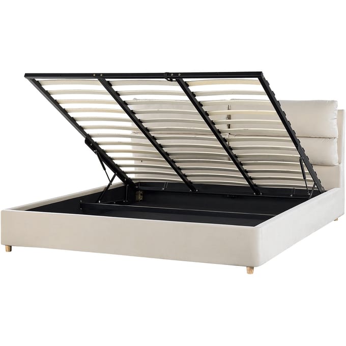 BATILLY - Tweepersoonsbed - Lichtbeige - 180 x 200 cm - Fluweel