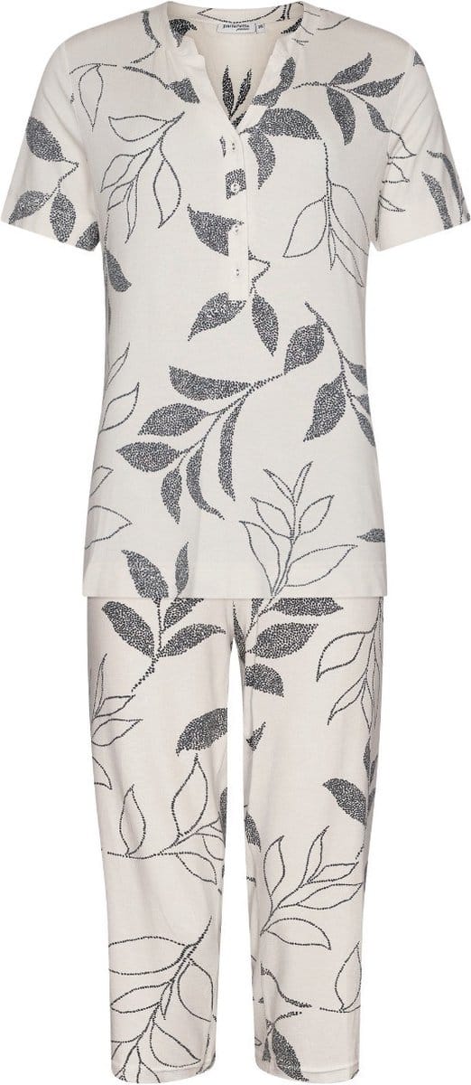 Pastunette Premium Pyjama Leaf Shadows - Viscose - Beige/Grijs - Maat 48+