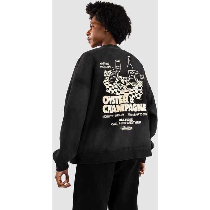 Another Cotton Lab Oyster & Champagne Washed Sweater zwart