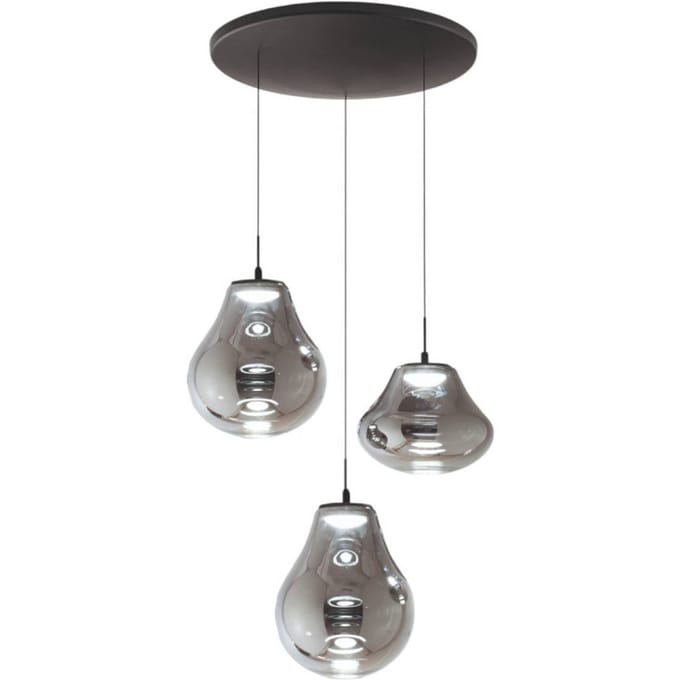 Fabas Luce LED hanglamp Deva, 3-lamps, Ø 50 cm, grijs, CCT, dimbaar