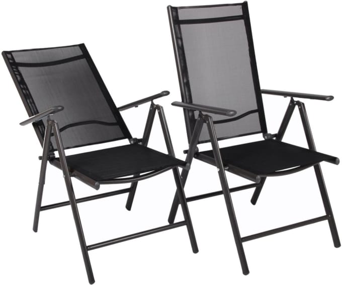 Gardington Tuinstoelen - 2 stuks - verstelbaar en opklapbaar – Antraciet