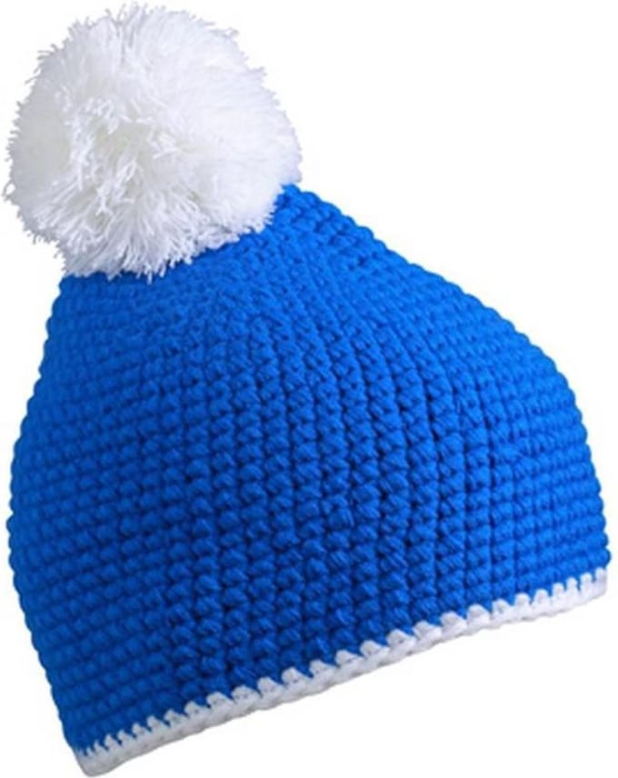 Myrtle Beach - Unisex Contrasterende Gestreepte Muts met Pompom (Blauw/Wit)