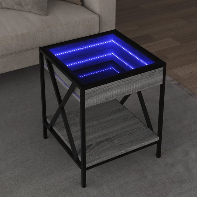 vidaXL - Salontafel - met - Infinity - LED - 40x40x49 - cm - grijs - sonoma - eikenkleur