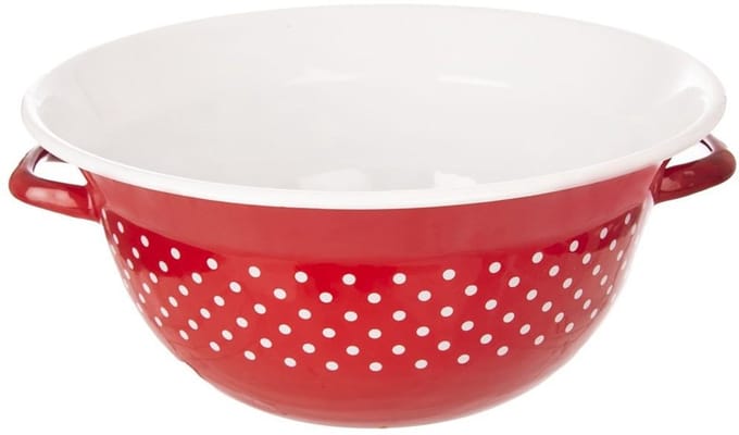 Orion Tecka - Emaille Keukenkom - Rood - Groene - 34cm