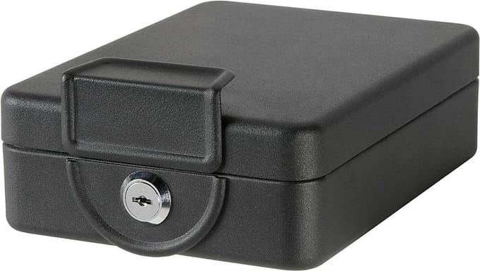 Geldkist - onderbouw kluisje - afsluitbaar met sleutel - inschuifframe - metaal - zwart - 16 cm