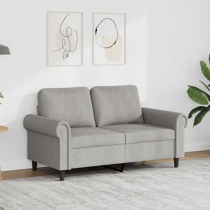 vidaXL - Tweezitsbank - 120 - cm - fluweel - lichtgrijs