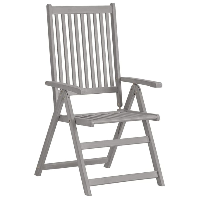 vidaXL - Tuinstoelen - 8 - st - verstelbaar - massief - acaciahout - grijs