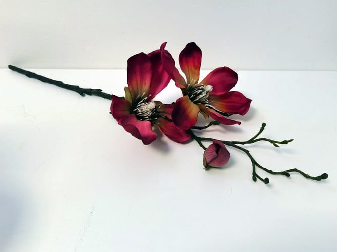Magnolia - Tak - Decoratie - Bloemtak - Kunststof - Rood - 50cm - Pure
