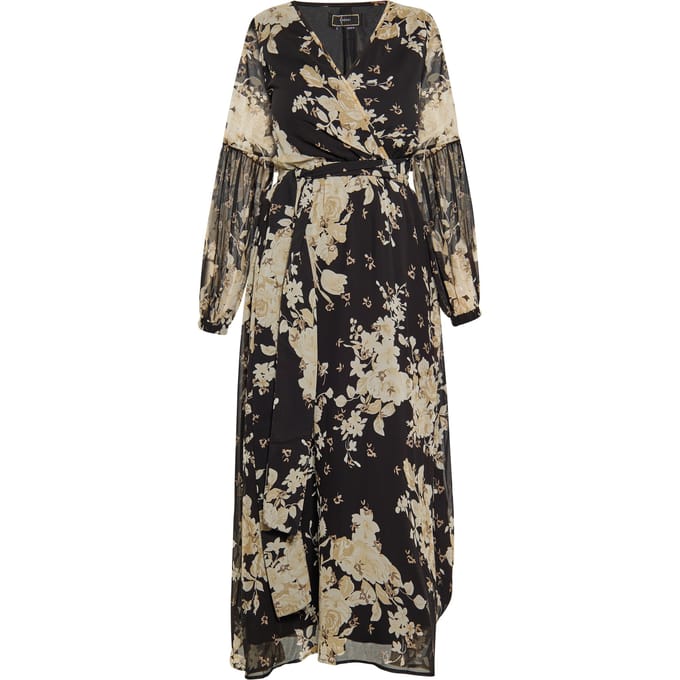 Faina Jurk Dames zwarte bloem