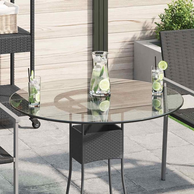 vidaXL - Tafelblad - van - gehard - glas - 800 - mm - rond