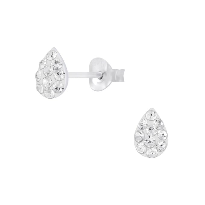 Joy|S - Zilveren druppel oorbellen - 5 x 7 mm - kristal