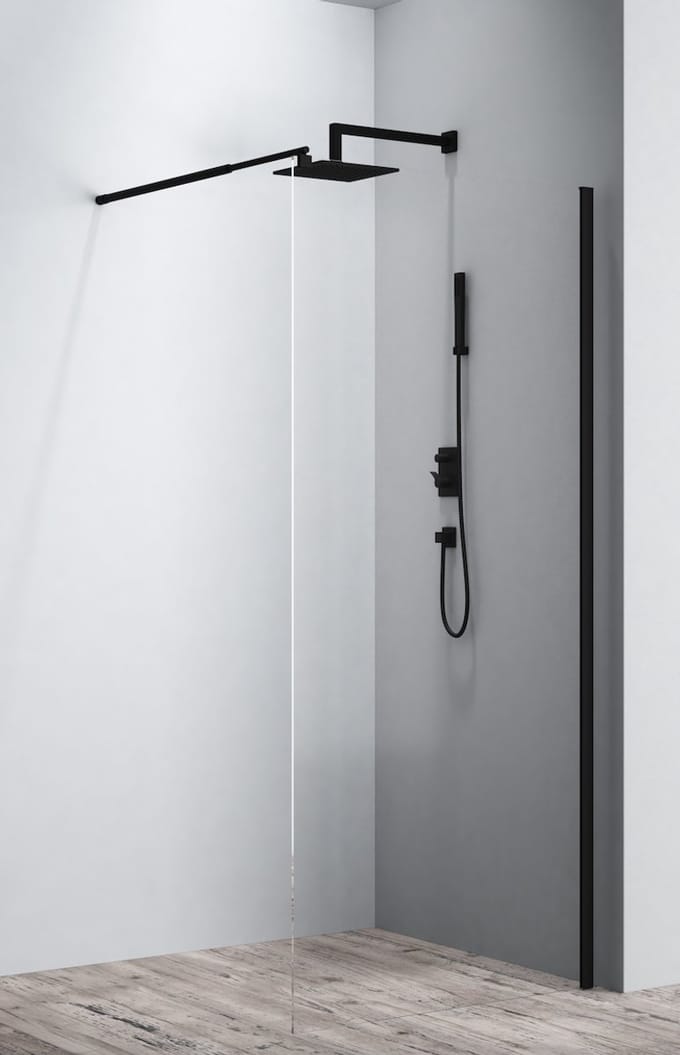 LINEA UNO - LINEA UNO - Roka 80 x 200 - 8mm - Inloopdouche - - Nano coating - Easy Clean - Douchewand - 101080BLK - - 101080BLK