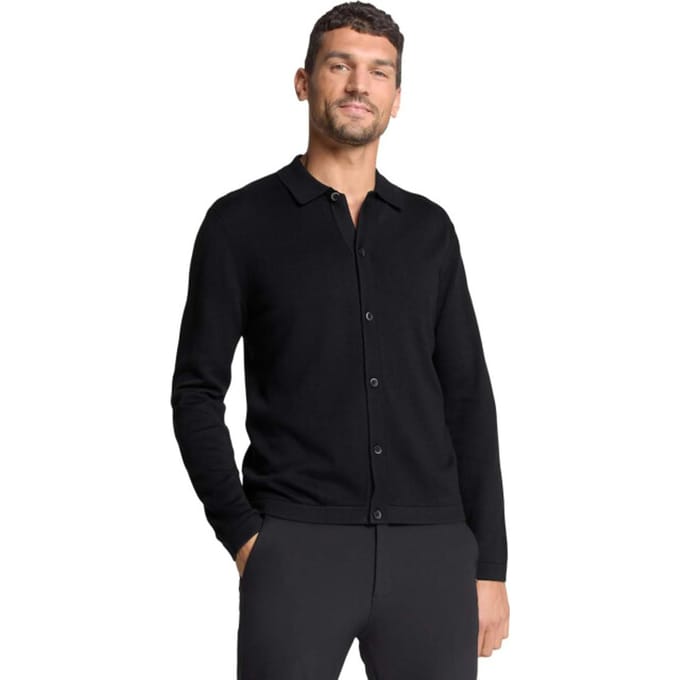 No Excess Pullover Full Button Polo Black Größe: L | Pullover Outlet | Herren | Schwarz