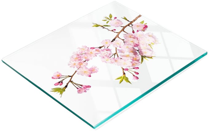 Keukenplank van gehard glas met decoratieve afbeelding van wilde rozen, 60x52 cm