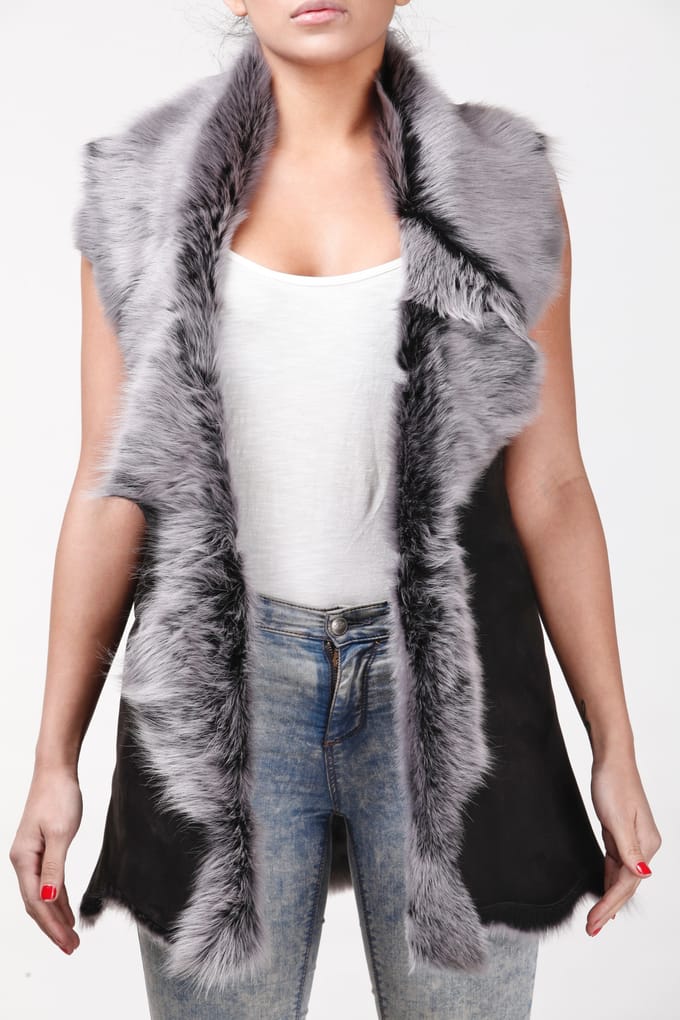 Lange damesbodywarmer van Toscana-schapenvacht-Sorocaba