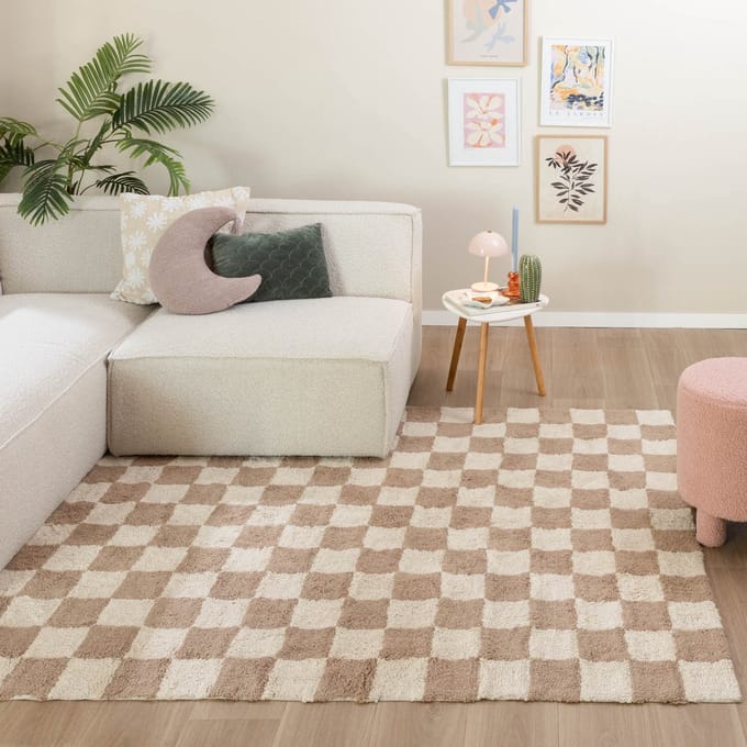 Fraai Retro vloerkleed - Gambit Beige/Wit - 230x330cm