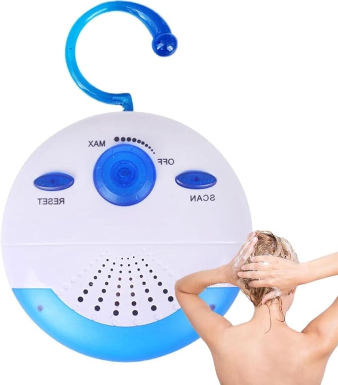 Draagbare Radio - Mini Speaker - Douche Gebruik - Waterbestendig Ontwerp - 10x10x3.5cm - Wit