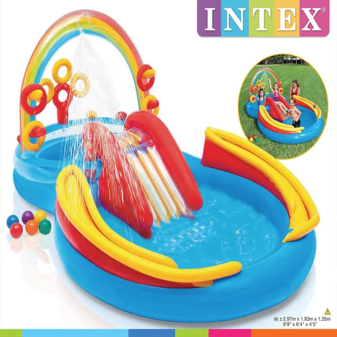 INTEX - Opblaaszwembad - Rainbow - Ring - Play - Center - 297x193x135 - cm - 57453NP