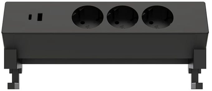 Stekkerdoos Euroseats opbouw 3 voudig USB A+C zwart