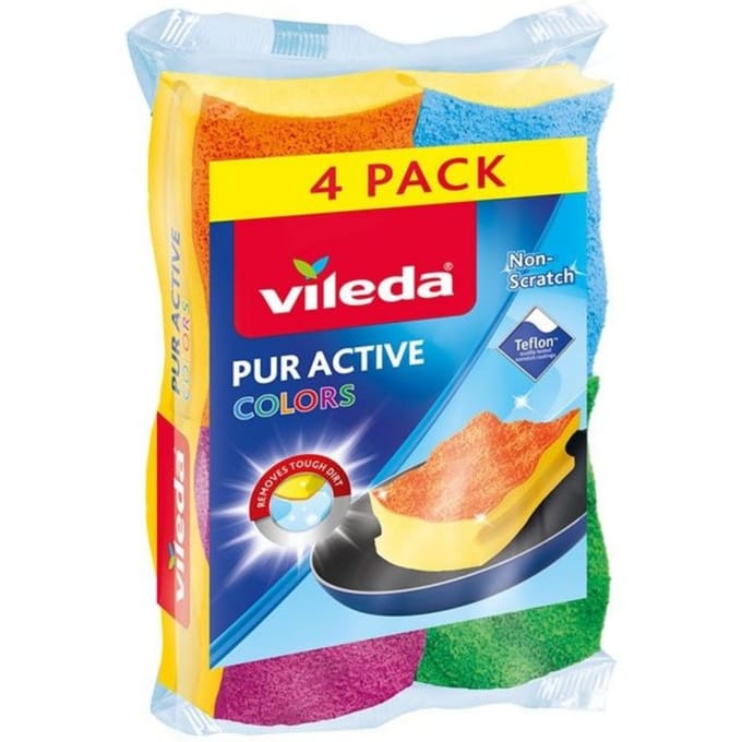 Vileda Colors Schuursponzen - 4 per verpakking