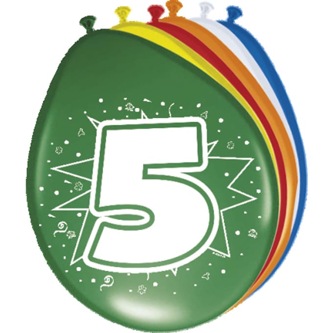 Folat BV Number Balloons 5 years 8pcs.