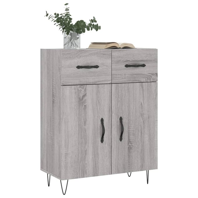 vidaXL - Dressoir - 69,5x34x90 - cm - bewerkt - hout - grijs - sonoma - eikenkleurig
