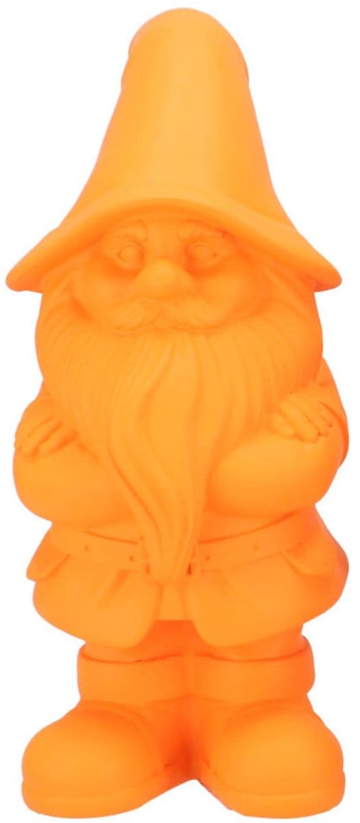 DK Design Tuinkabouter beeldje Dutch Gnome - neon oranje - 25 cm - decoratieve tuinbeeldjes