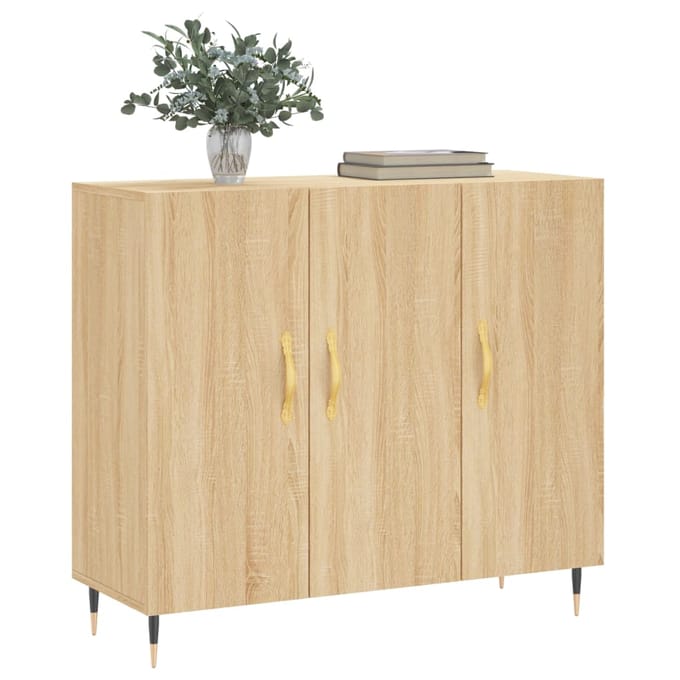 vidaXL - Dressoir - 90x34x80 - cm - bewerkt - hout - sonoma - eikenkleurig